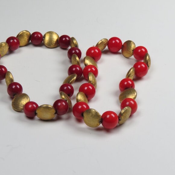 Genuine Coral Sterling Silver18k plated beads Bracelets lot sale 2 pieces - Picture 3 of 5